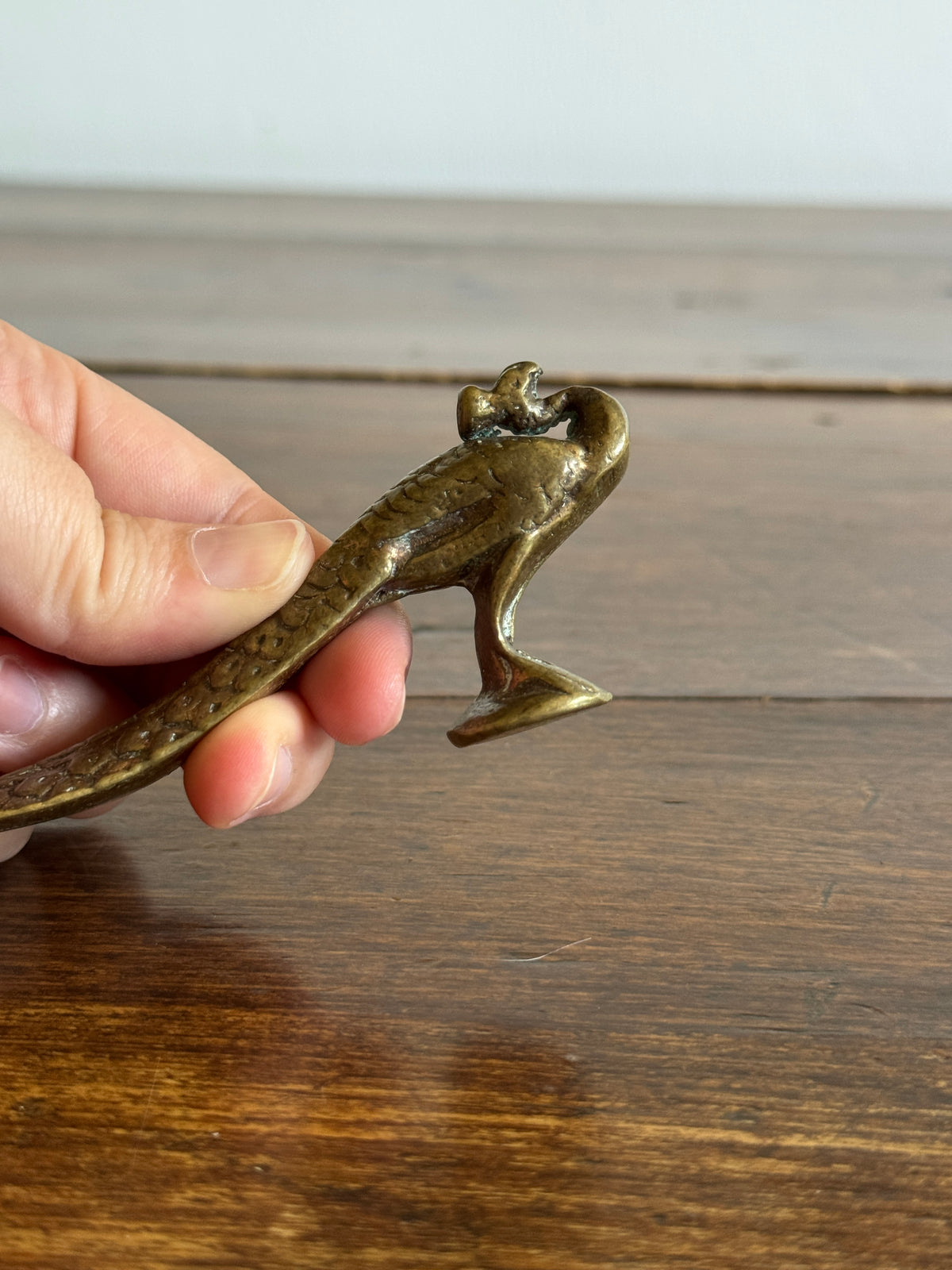 Small Brass Peacock Figurine - Brass Bird Decor