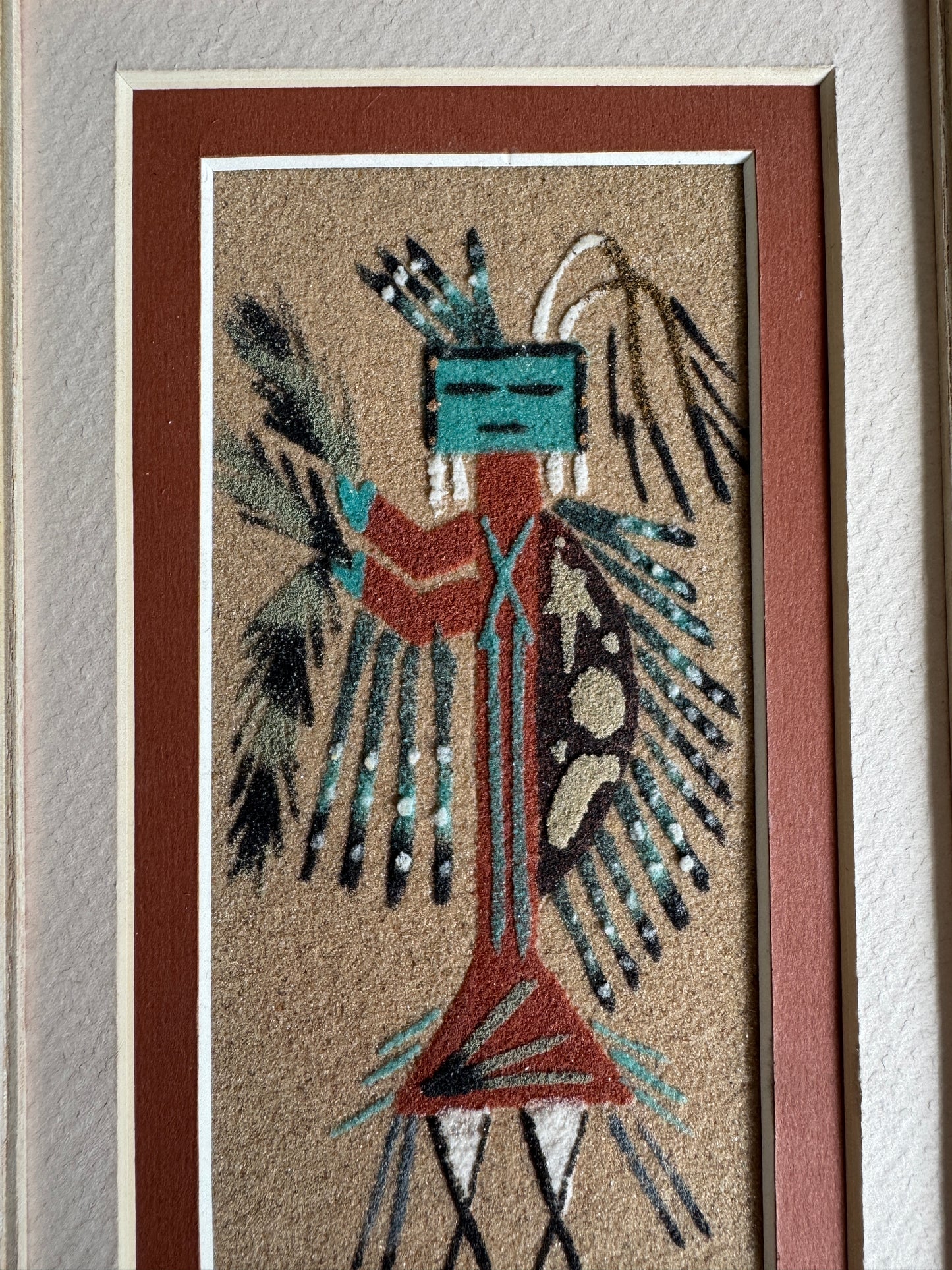 Vintage Framed and Matted Authentic Navajo Sandpainting Artwork