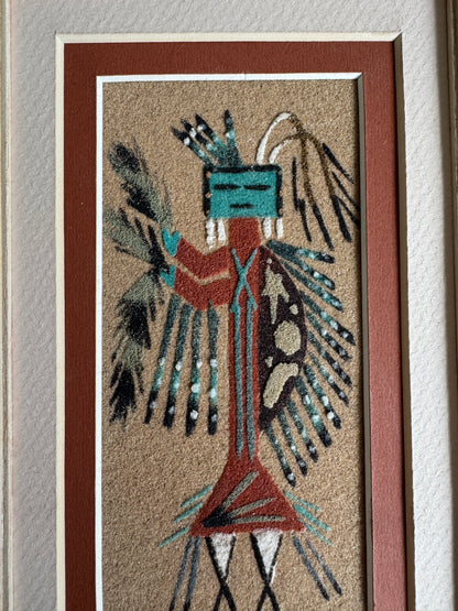 Vintage Framed and Matted Authentic Navajo Sandpainting Artwork