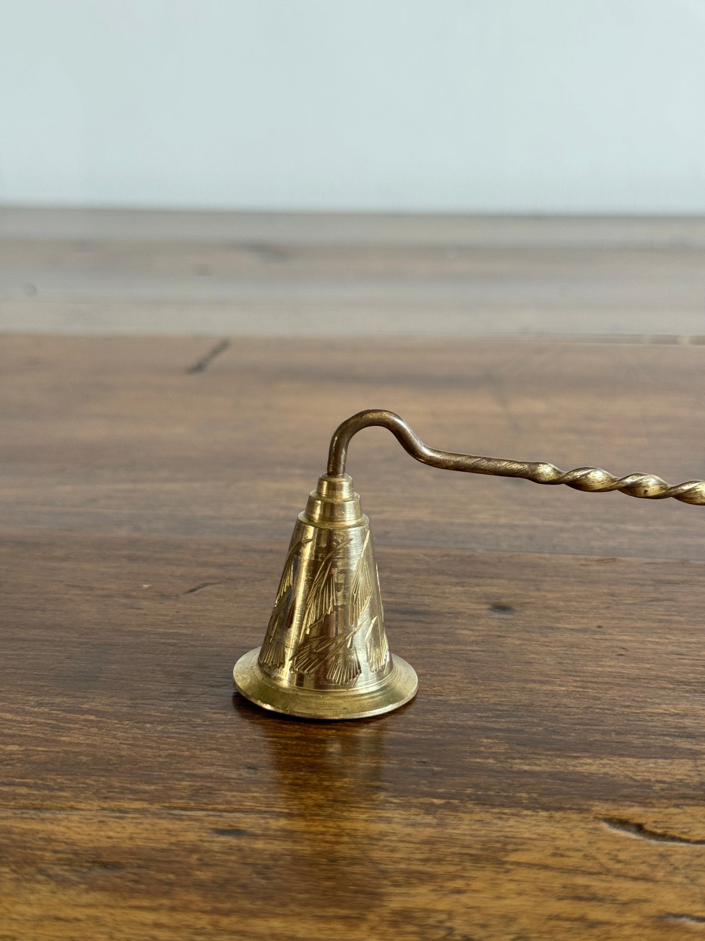 PICK ONE Vintage Brass Candle Snuffer - Etched Bell or Smooth Bell