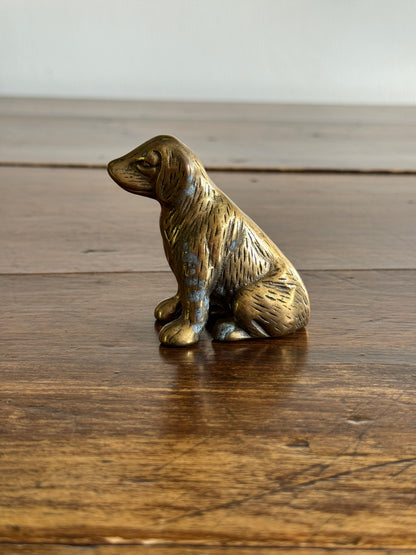 Vintage Sitting Brass Dog Figurine - Brass Dog Decor