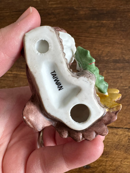 Vintage Owl Holiday Figurine with Parent and Child - Made in Taiwan