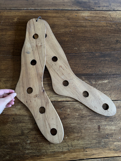 Vintage Pair of Wood Sock Stretchers on Hanger