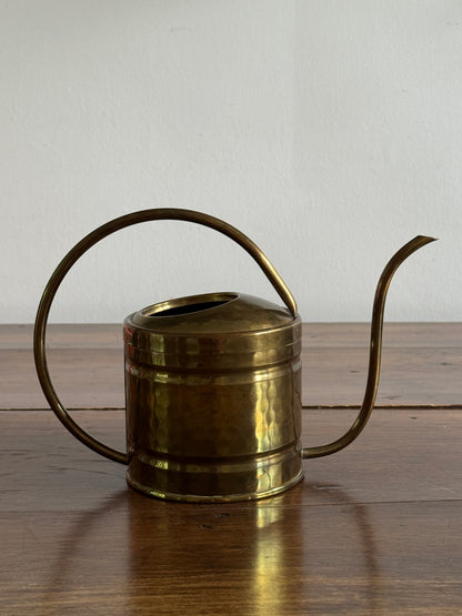 Vintage Brass Watering Can with Looped Handle and Long Skinny Spout