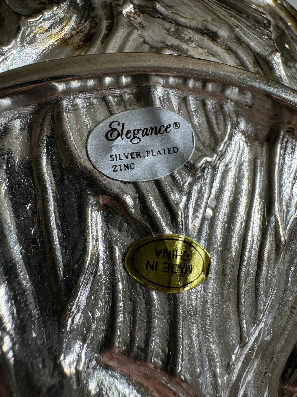 Silver Plated Santa Head with Full Beard Tray - Made in China