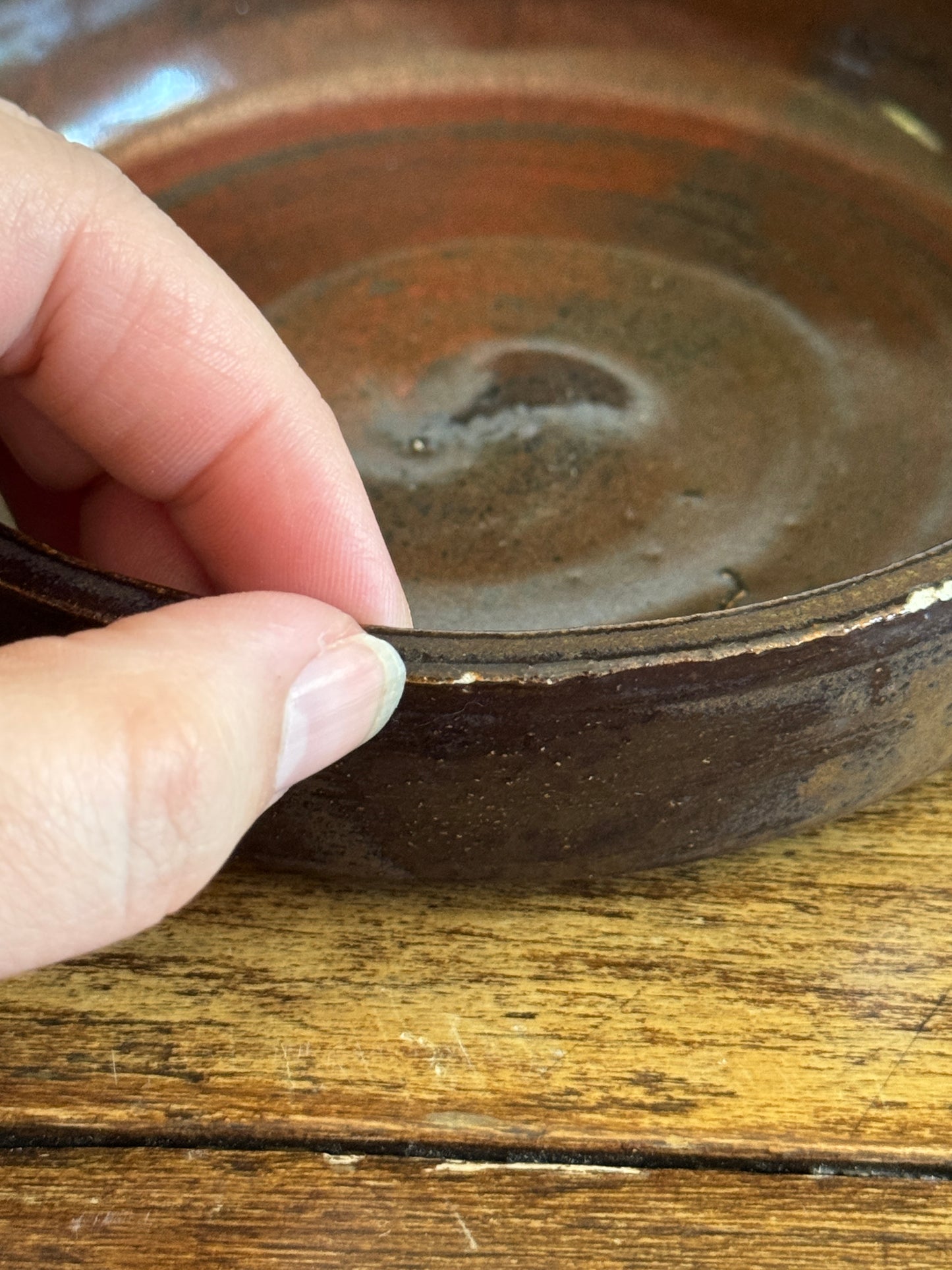Small Shallow Brown Pottery Bowl