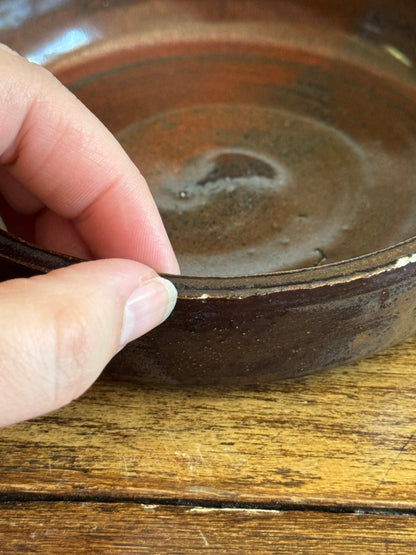 Small Shallow Brown Pottery Bowl
