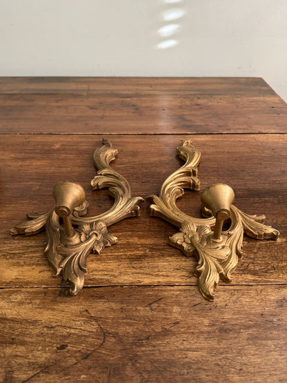 Vintage Pair of Ornate Carved Wood Durwood Candle Sconces
