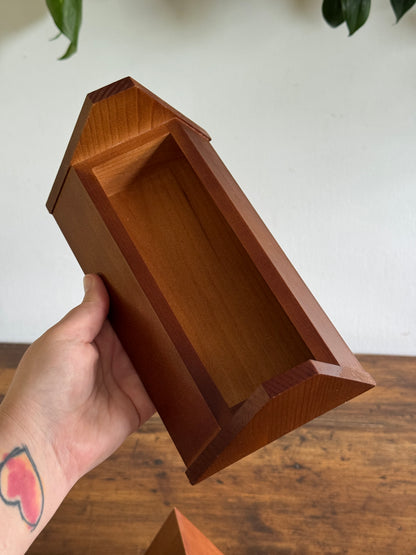 Unique Hand Crafted Triangle Wood Storage Box