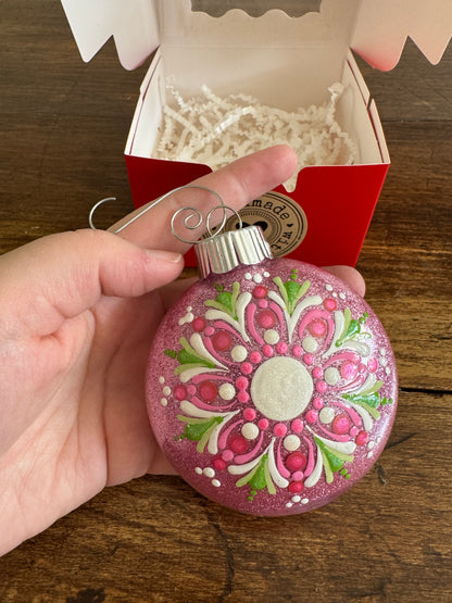 Modern Hand Painted Plastic Ornament with Dotted Paint Design In Gift Box