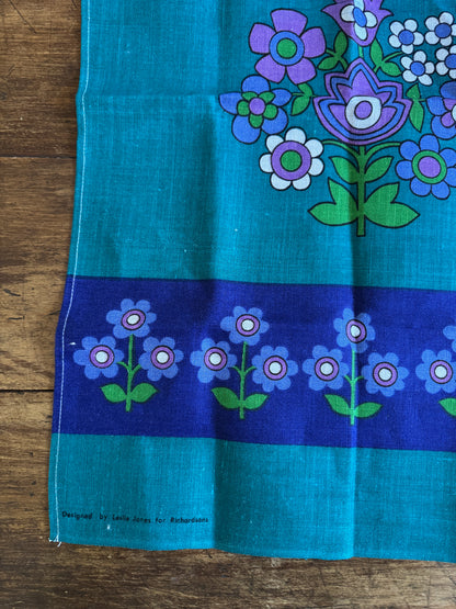 Purple Flower Linen Kitchen Cloth Designed by Leslie Jones for Richardsons - Made in Ireland