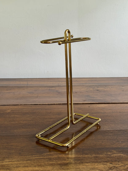 Vintage Counter Top Brass Plated Small Hand Towel Holder with Double Arms