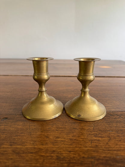 Pair of Short Brass Candleholders - Made in India