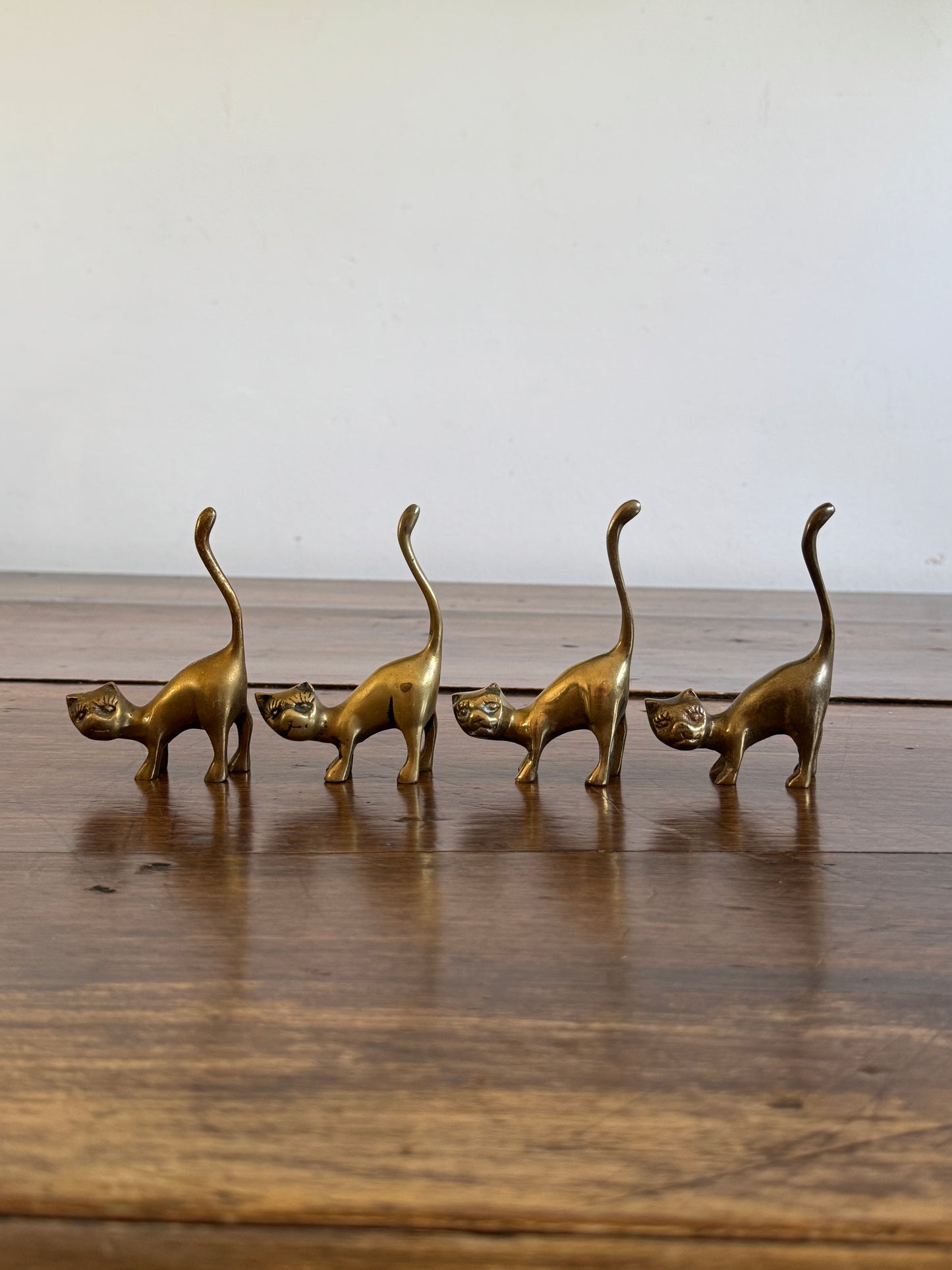 PICK ONE Vintage Brass Tail Up Cat Figurine - Cat Ring Holder