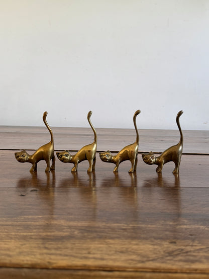 PICK ONE Vintage Brass Tail Up Cat Figurine - Cat Ring Holder
