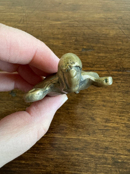 Vintage Small Brass Flat Turtle Figurine