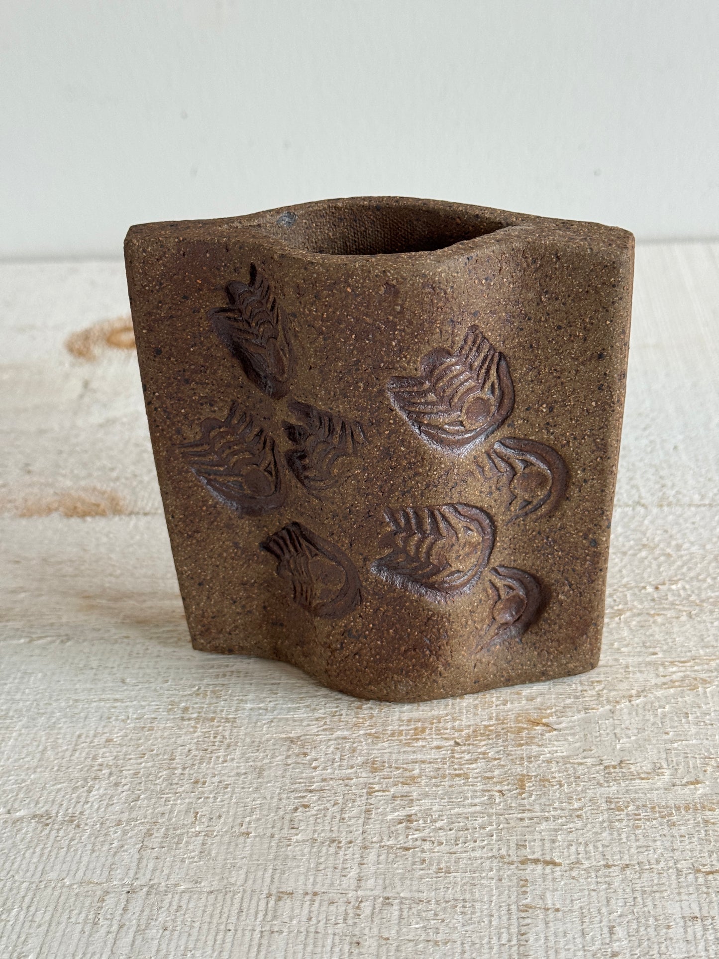 Pottery Faux Fossil Vase - Stoneware Pottery Vase