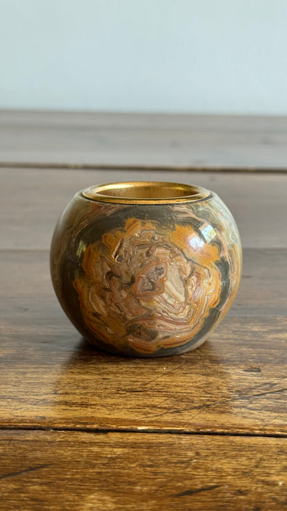 Stone Tealight Candle Holder - Ball Shaped Candle Holder