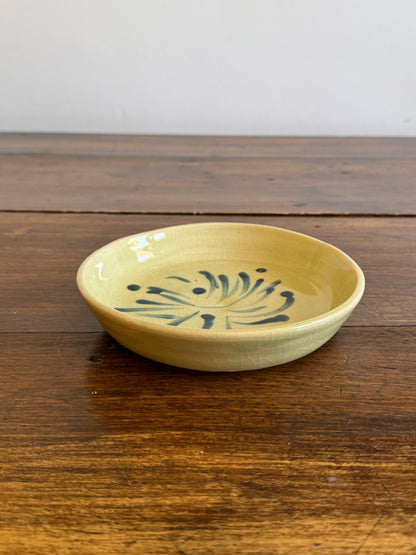 Green and Blue Firework Print Shallow Pottery Bowl