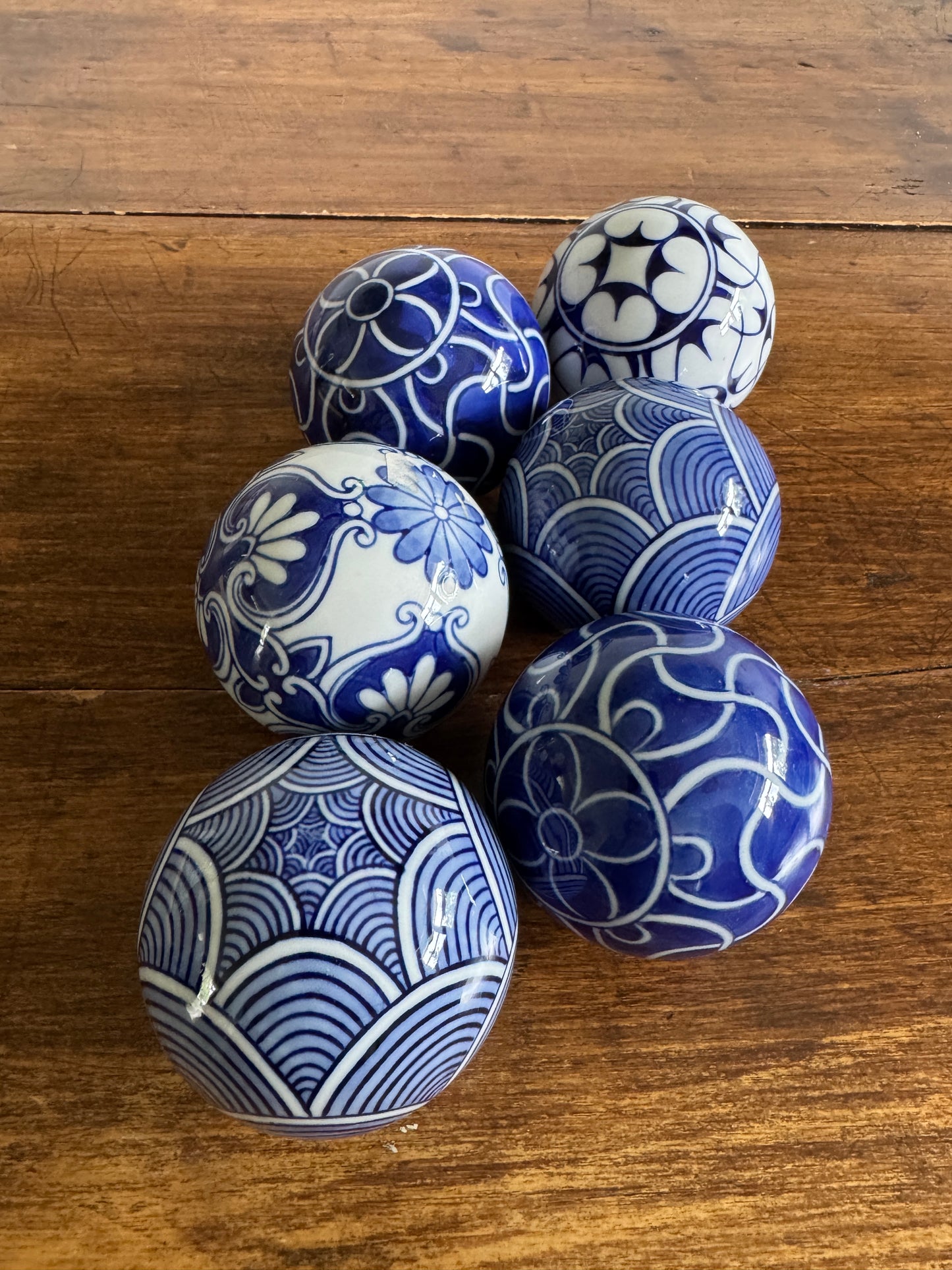 Blue and White Ceramic Decorative Bowl Fillers - Pottery Carpet Balls