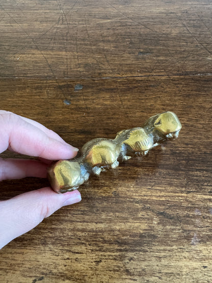 Vintage Brass Wise Monkey Figurine - See, Hear, Speak and Do No Evil Monkeys