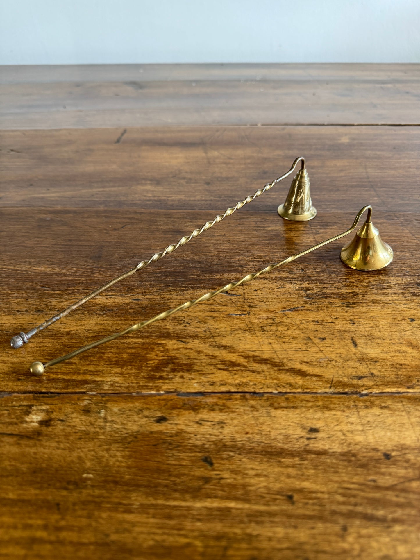 PICK ONE Vintage Brass Candle Snuffer - Etched Bell or Smooth Bell