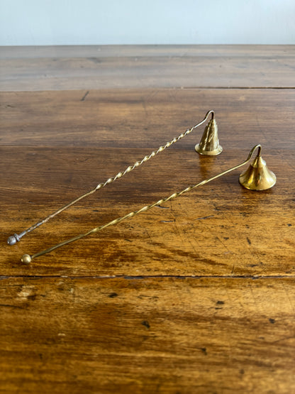 PICK ONE Vintage Brass Candle Snuffer - Etched Bell or Smooth Bell