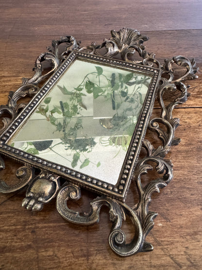 Heavy Cast Metal Ornate Mirror with Foxing