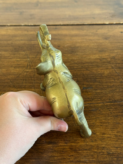 Vintage Brass Standing Lucky Elephant with Tusks