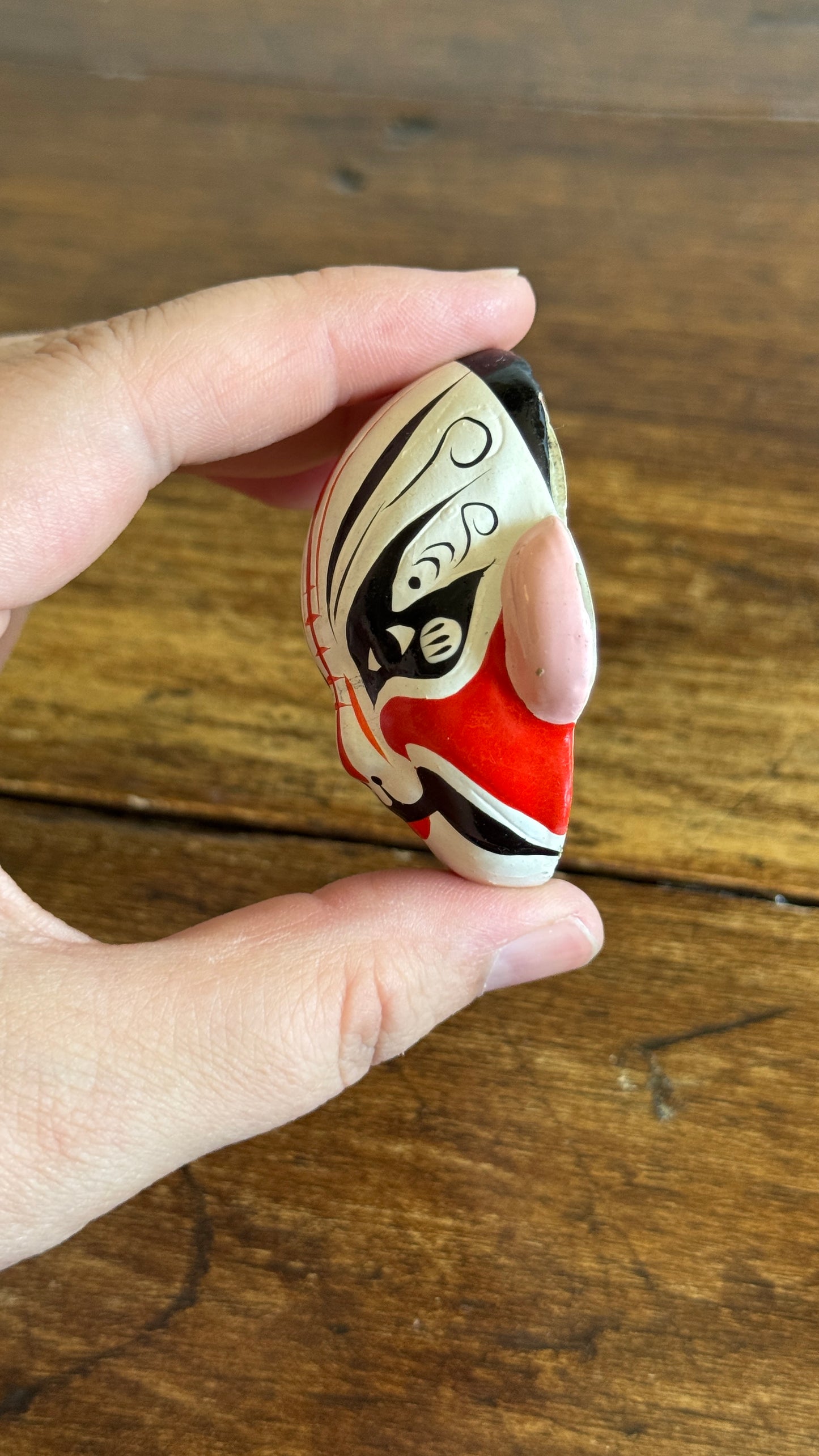 Vintage Hand Painted Beijing Opera Clay Miniature Masks - Made in China