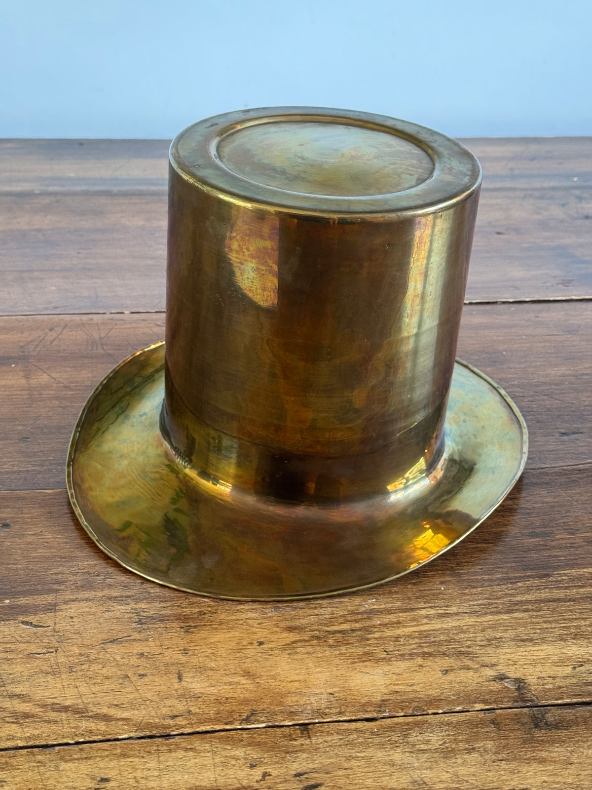 Vintage Large Brass Top Hat Ice Bucket - Vintage Brass Wine Chiller