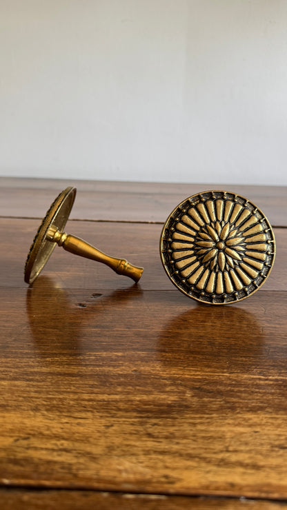 Vintage Pair of Brass Curtain Holders - Wall Mounted Curtain Stays