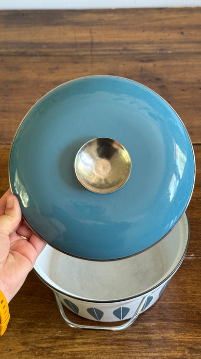 Vintage CathrineHolm Blue and White Mid Century Enamel Pot - Made in Norway