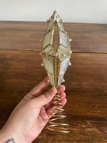 Capiz Shell with Metal Detailing and Faux Pearl Beads Star Tree Topper
