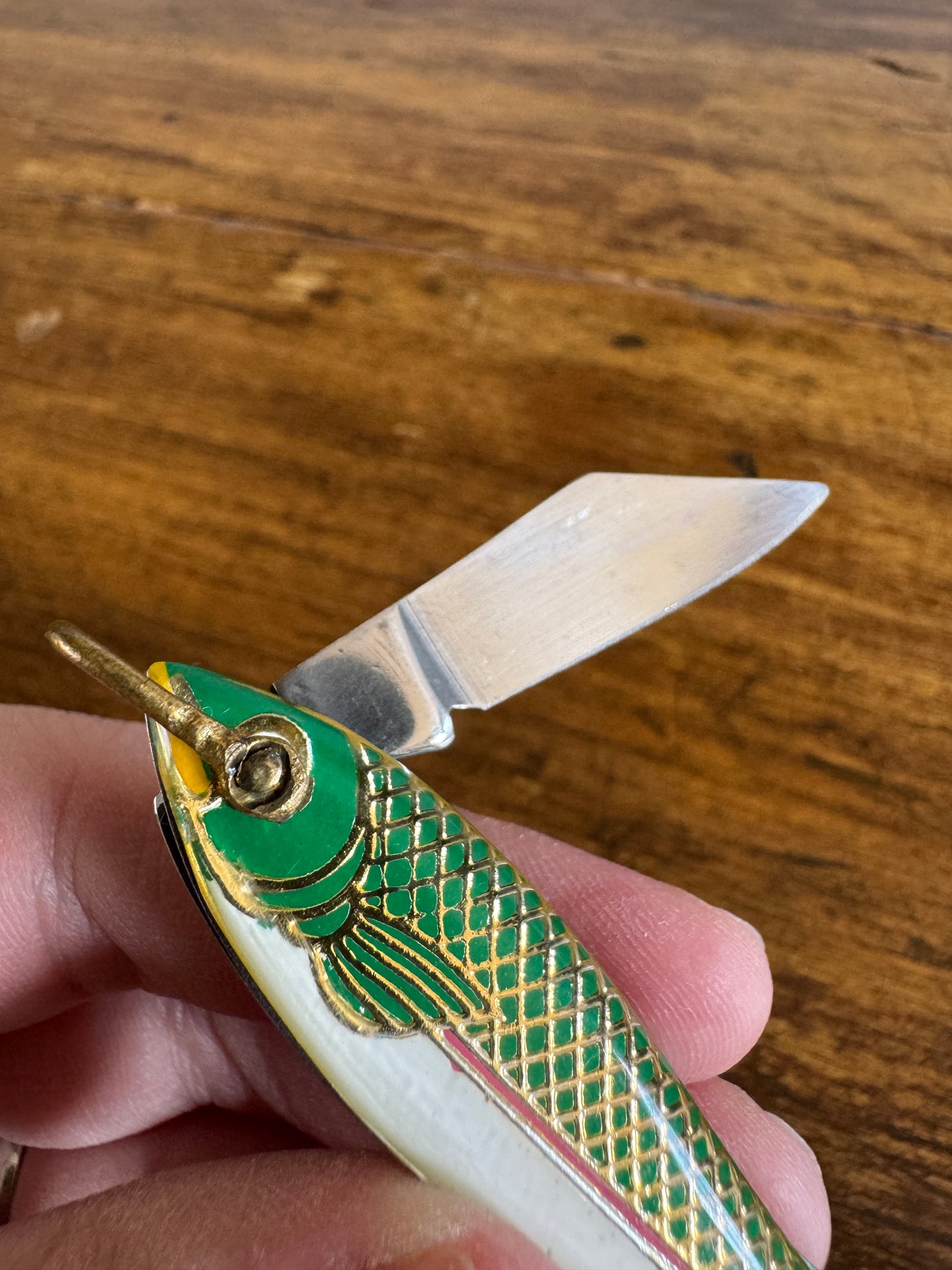 Vintage Fish Shaped Bottle Opener and Foil Pocket Knife Shaped Like Fish