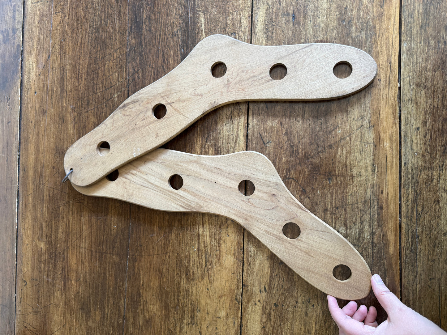 Vintage Pair of Wood Sock Stretchers on Hanger