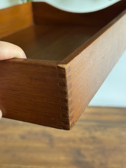 Vintage Wood Letter Tray - Wooden Desk Paper Organizer