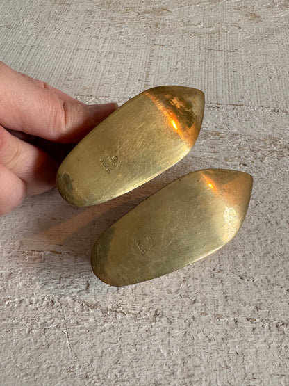 Vintage Pair of Brass with Enamel Shoe Figures - Collectible Ashtray Holder Shaped Like Shoes