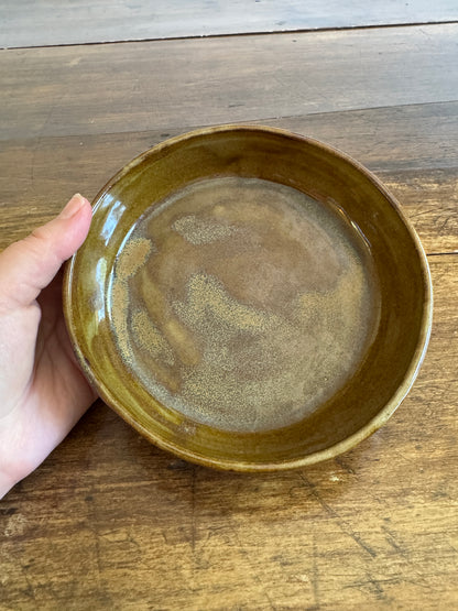 Hand Crafted Brown Shallow Pottery Bowl