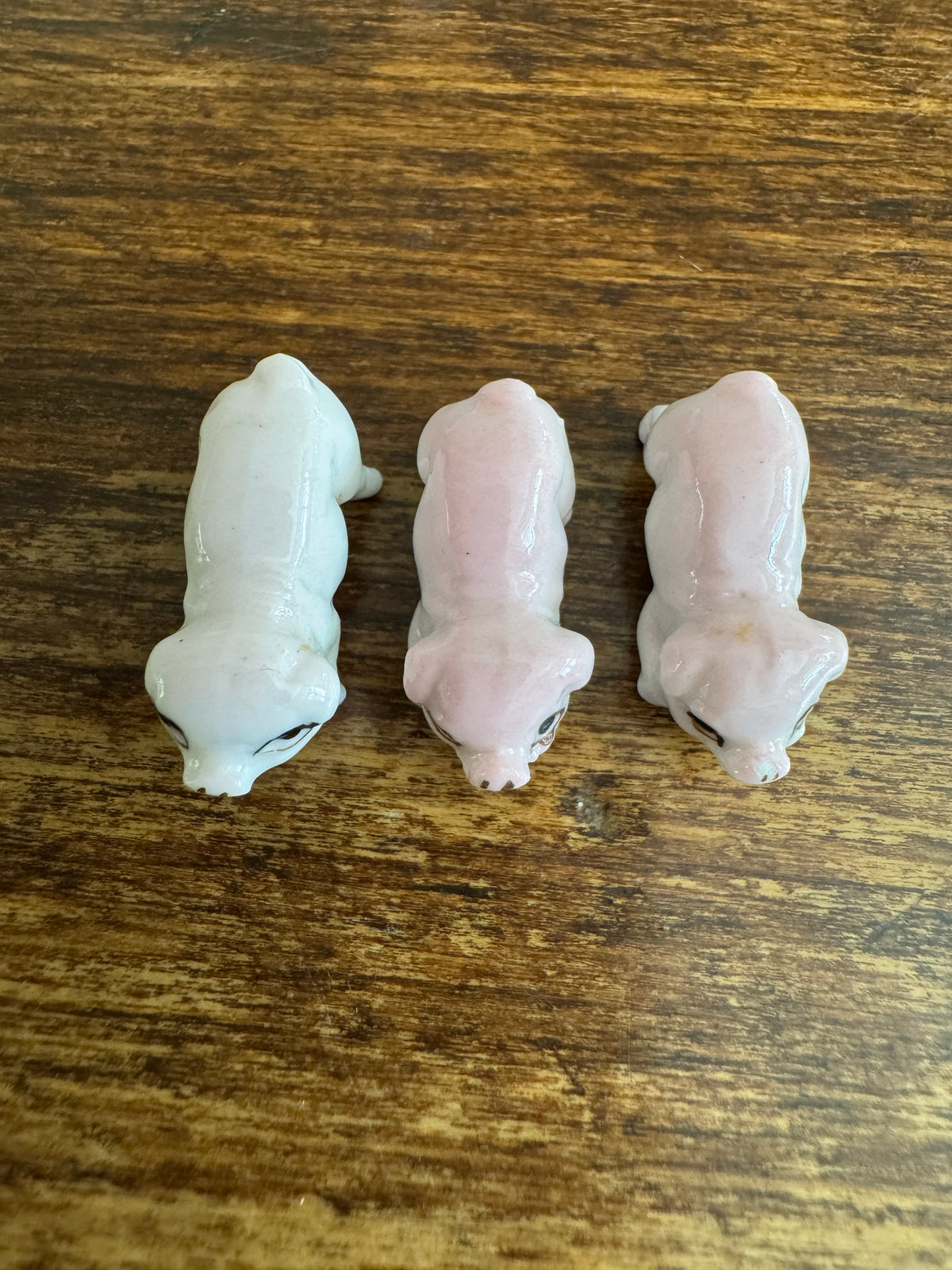 Vintage Bone China Miniature Piggies and Momma - Pig and Piglet Set