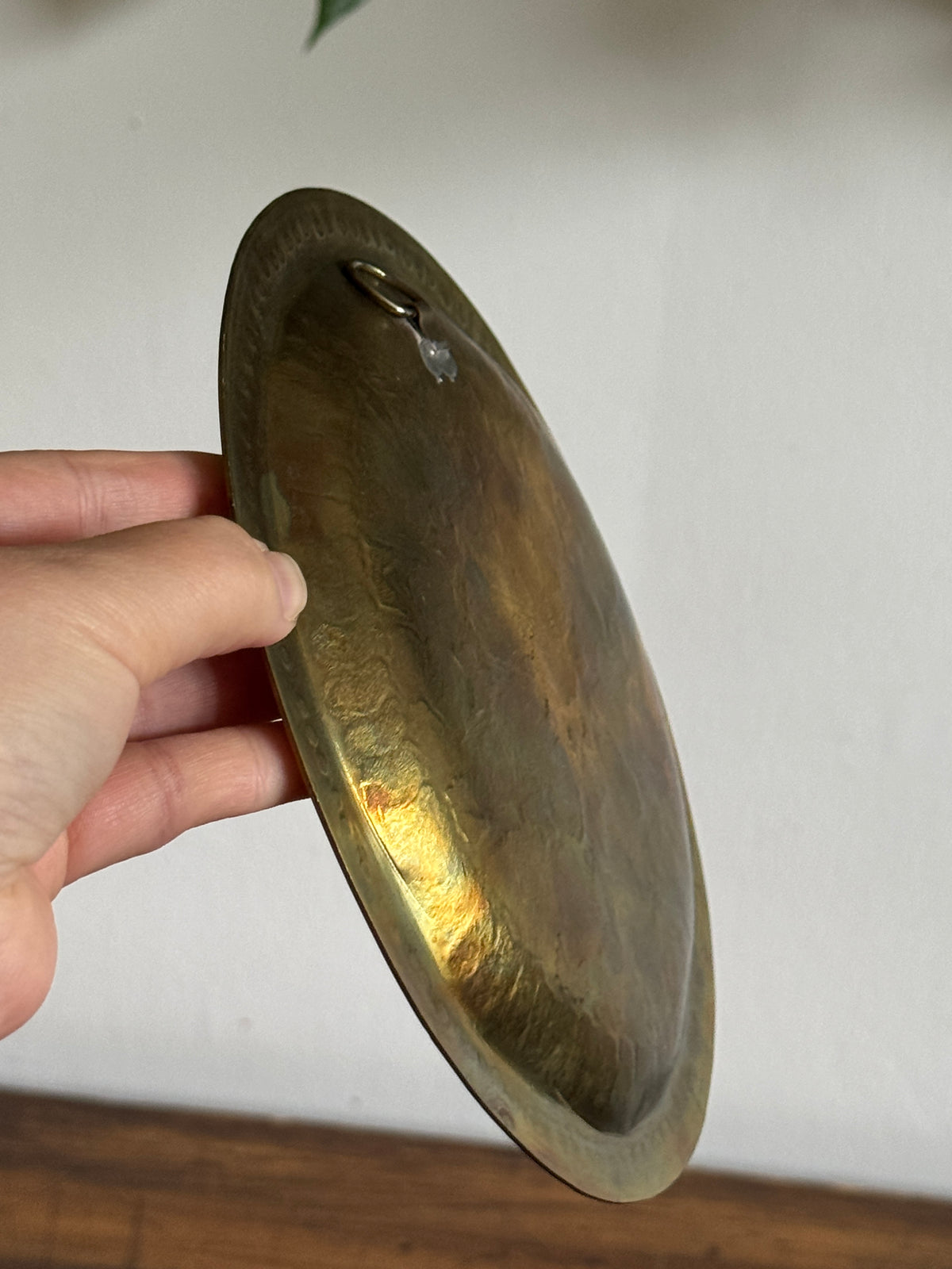 Vintage Hammered Brass Star Plate - Trinket Dish or Wall Hung Brass Tray