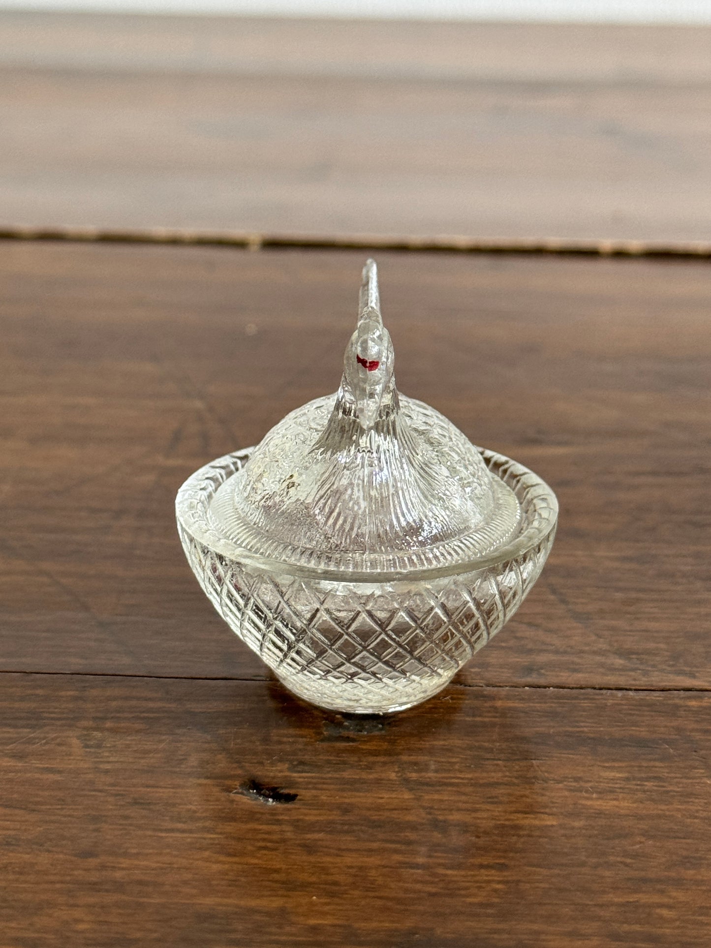 Mini Clear Glass Hen on Nest Salt Cellars - Lot of Four (Read)