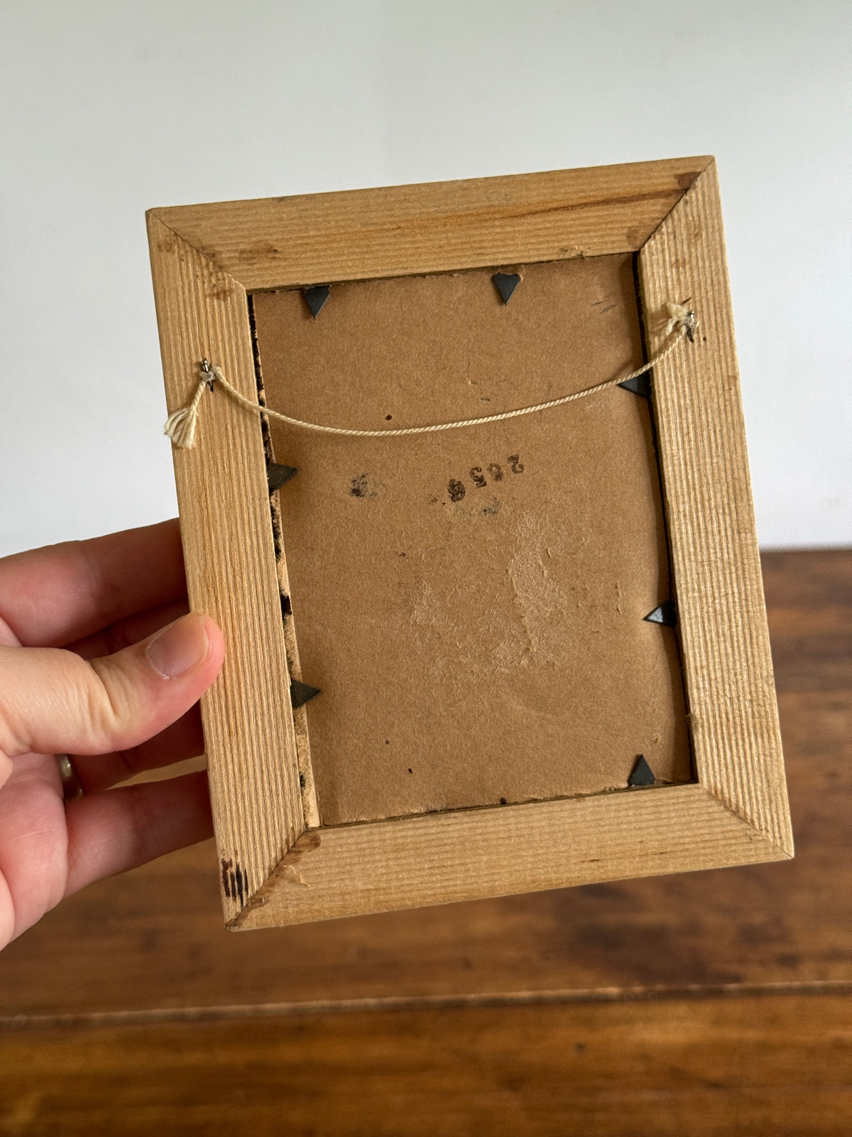 Vintage Boy with Dog Print in Wood Frame