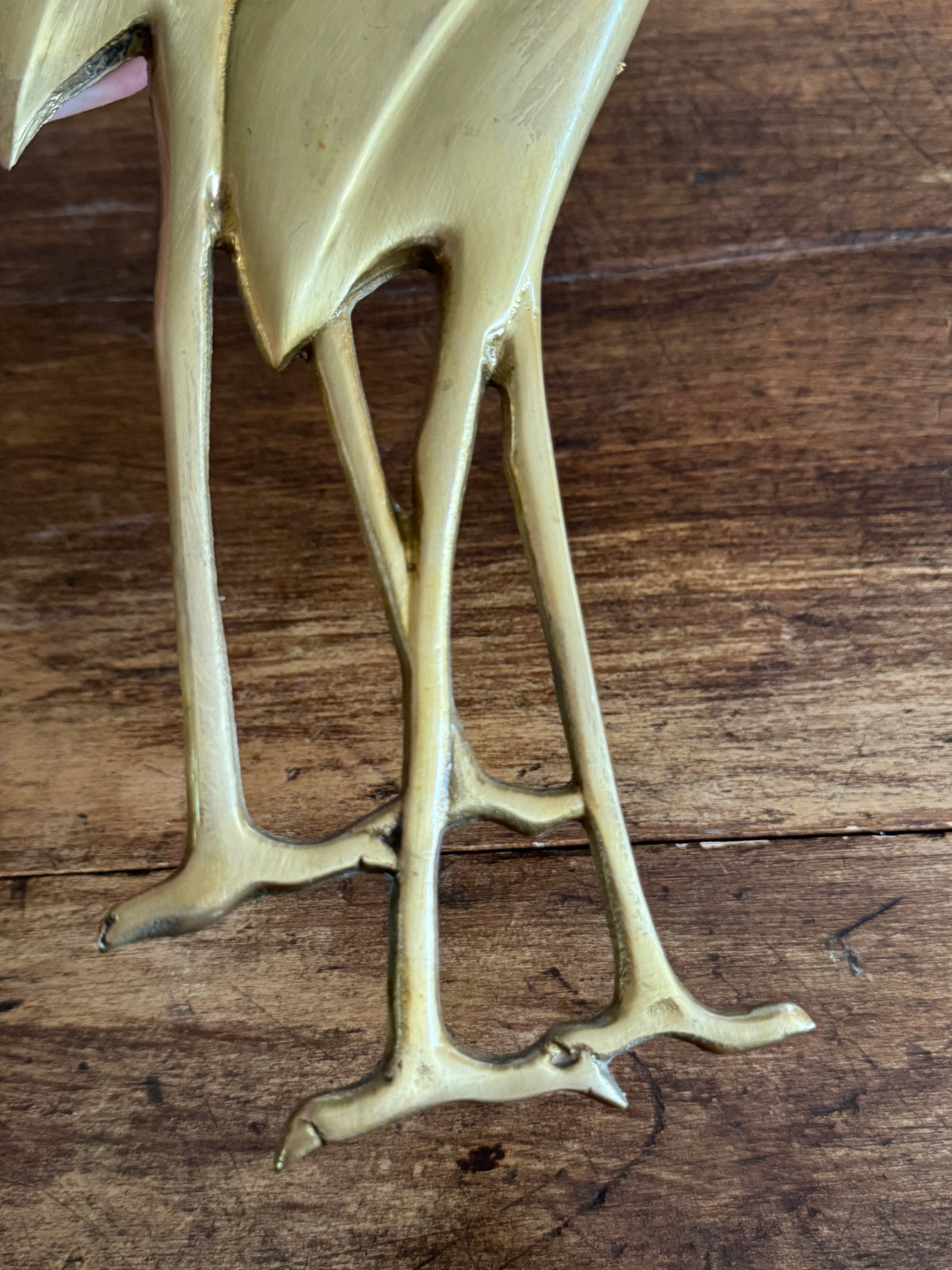 Vintage Brass Mid Century Bird Wall Hanger - Lacquered Brass Crane, Heron, Ibis Birds