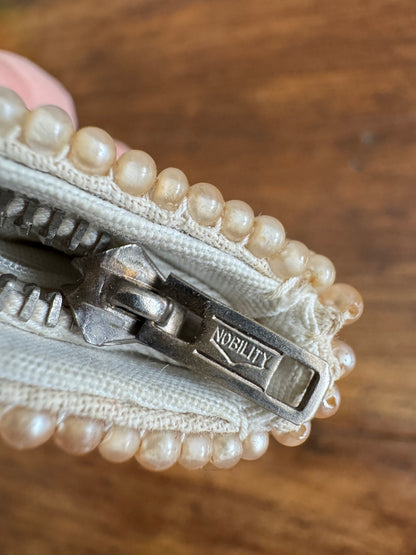 Small Vintage Beaded Hand Held Clutch Coin Purse with Zipper