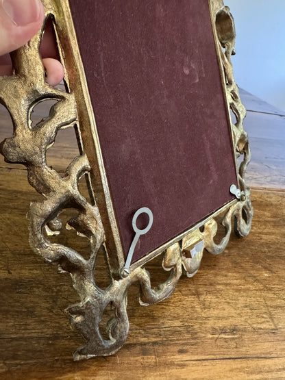 Heavy Cast Metal Ornate Mirror with Foxing