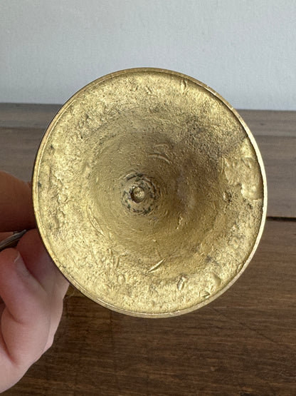 Vintage Brass Dragon Holding Bell with Small Hammer
