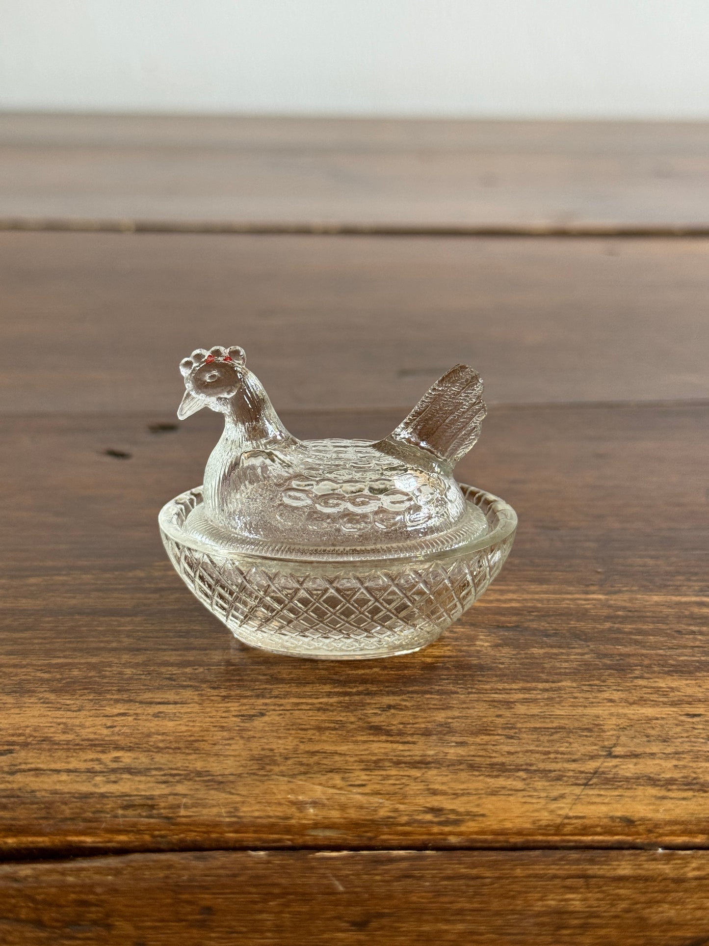 Mini Clear Glass Hen on Nest Salt Cellars - Lot of Four (Read)