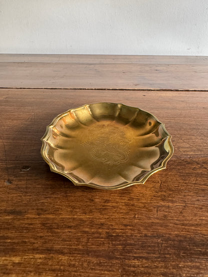 Vintage Brass Anniversary Tray - Happy Anniversary Engraved Dish