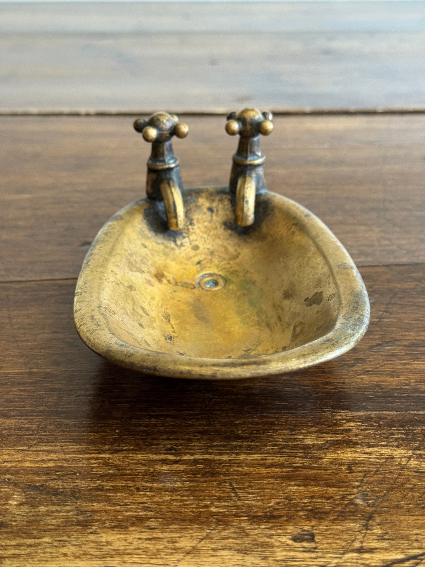 Vintage Brass Tub Shaped Soap Dish with Lovely Worn Patina